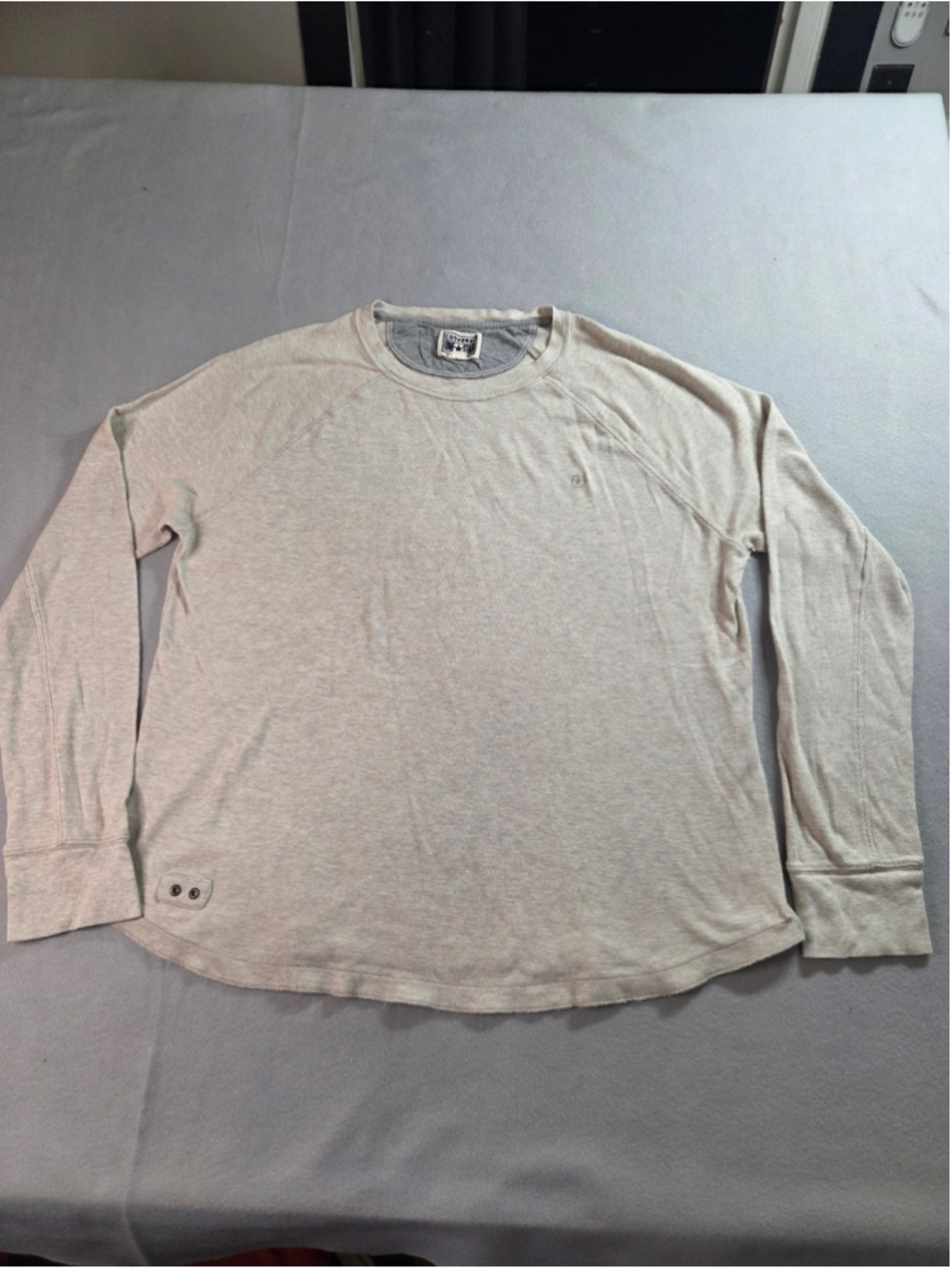 Men's Converse One Star Long Sleeve Thermal Tee Shirt Beige XL